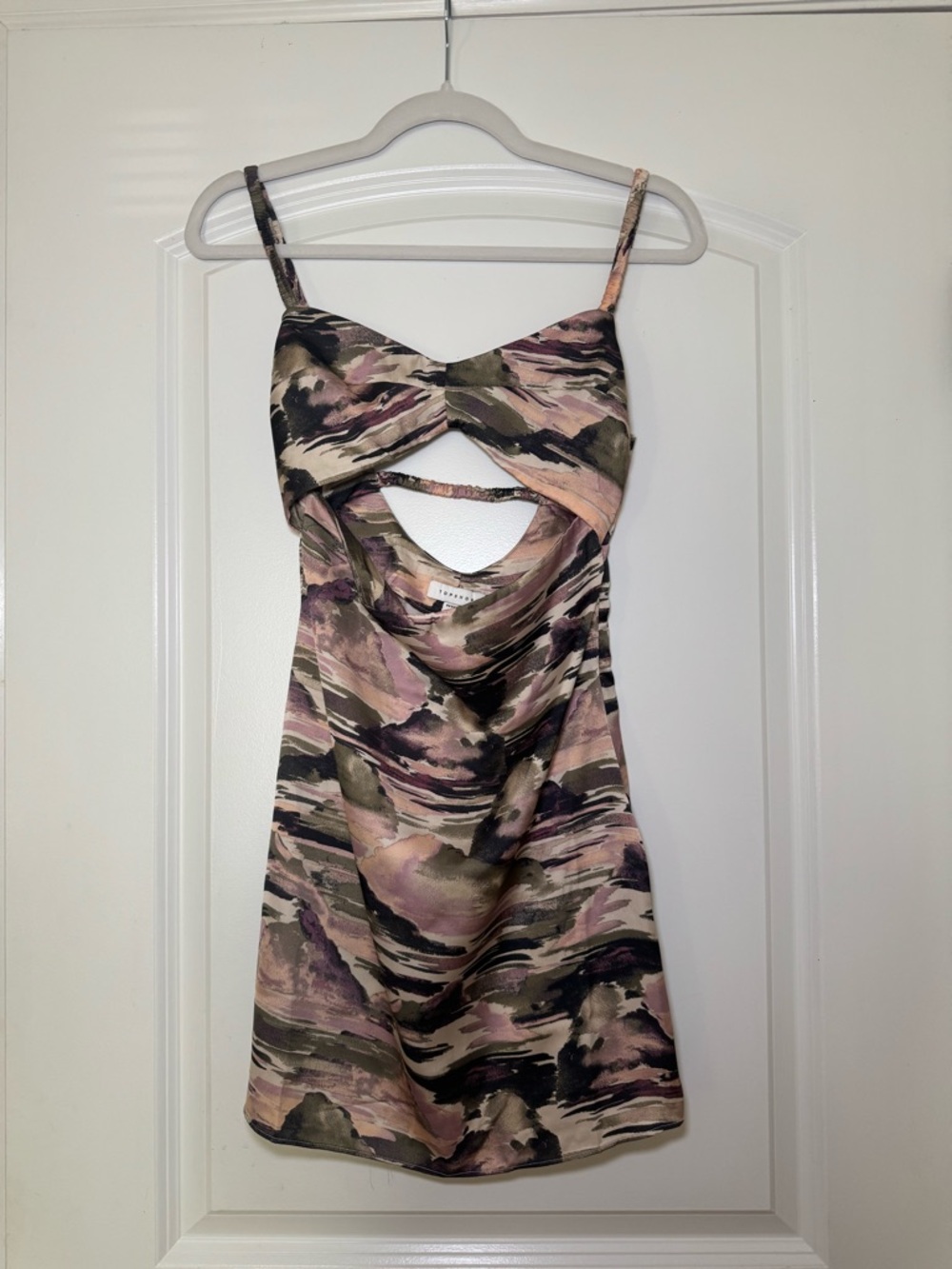 TOPSHOP PETITE KNOT FRONT MINI DRESS IN TIE DYE